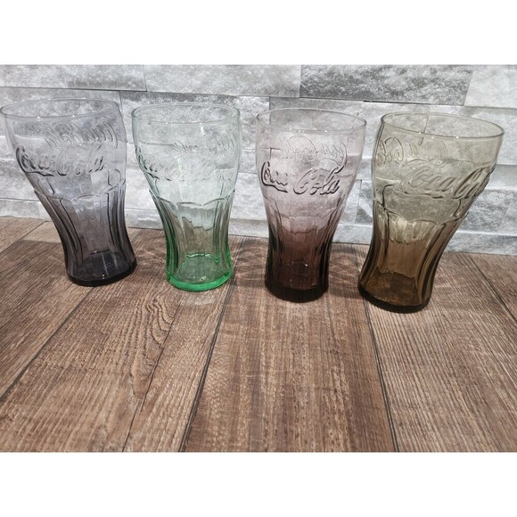 Coca Cola Other - Mcdonalds Coca-Cola glasses Green, Red, Brown & Purple Set Of 4